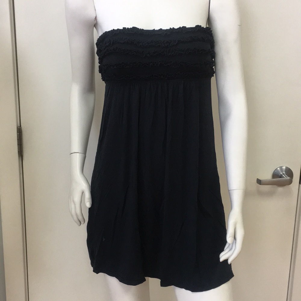 Women's blk cotton dress w ruffle front sz s